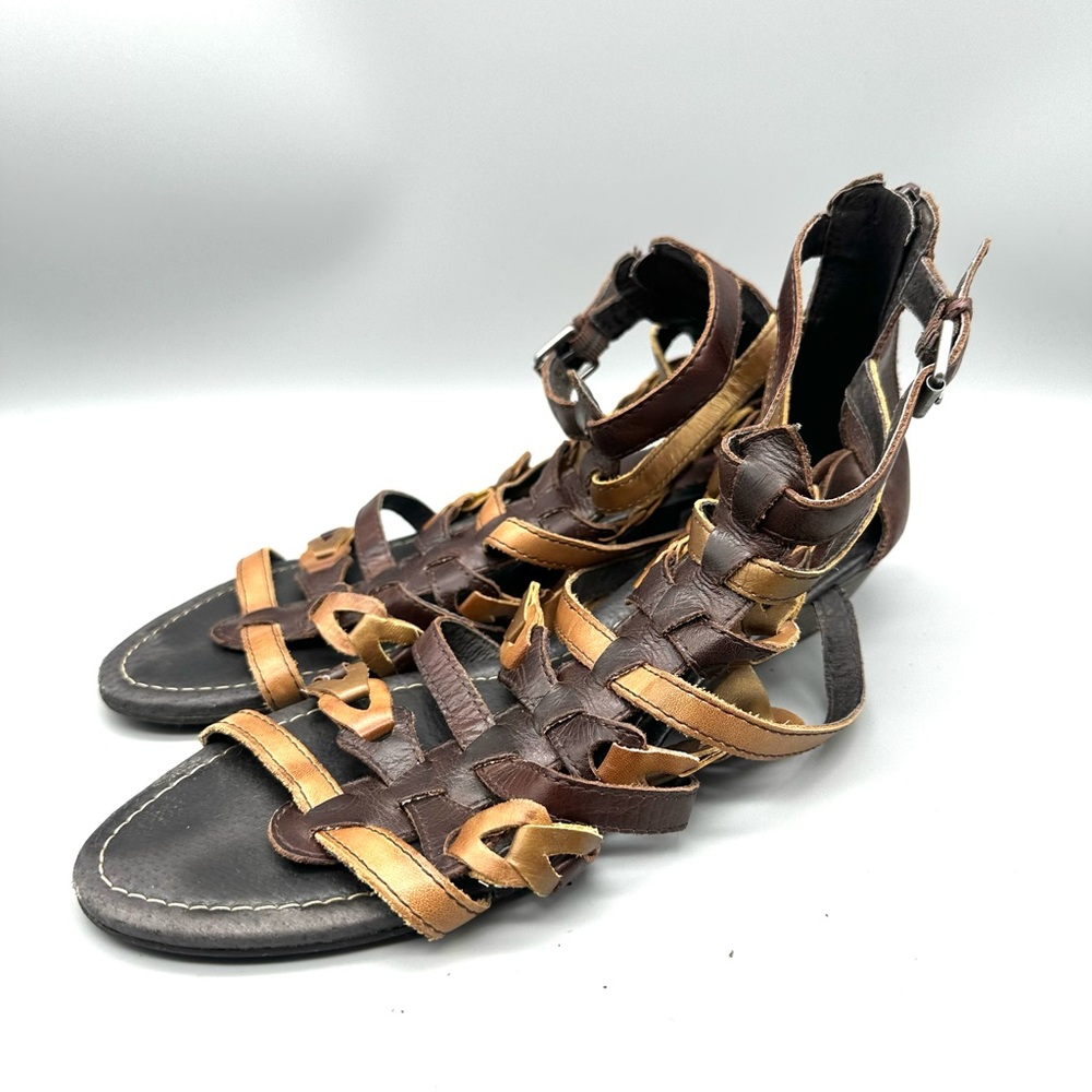 Pikolinos Tan Strappy Gladiator Leather Heels Sandals Size 41